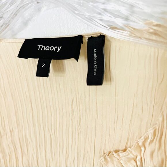 Theory Satin Long Slim Crinkle Cardigan Cream Small Never Worn Lightweight - Picture 14 of 15